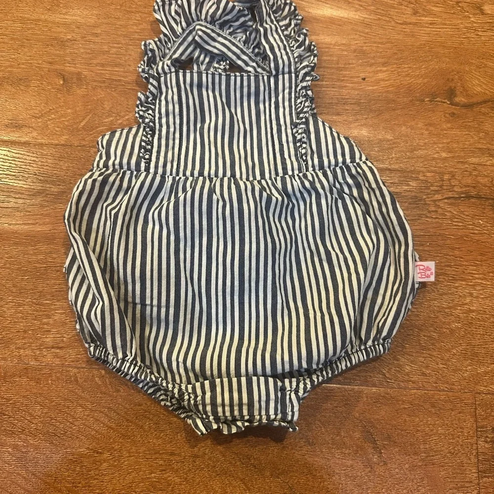 Ruffle Butts Navy and White Striped Diaper dress